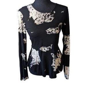 Aritzia Wilfred Peplum black and white top blouse size small